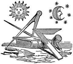 various freemason symbols, sun, moon, square, bible, gavel, trowel
